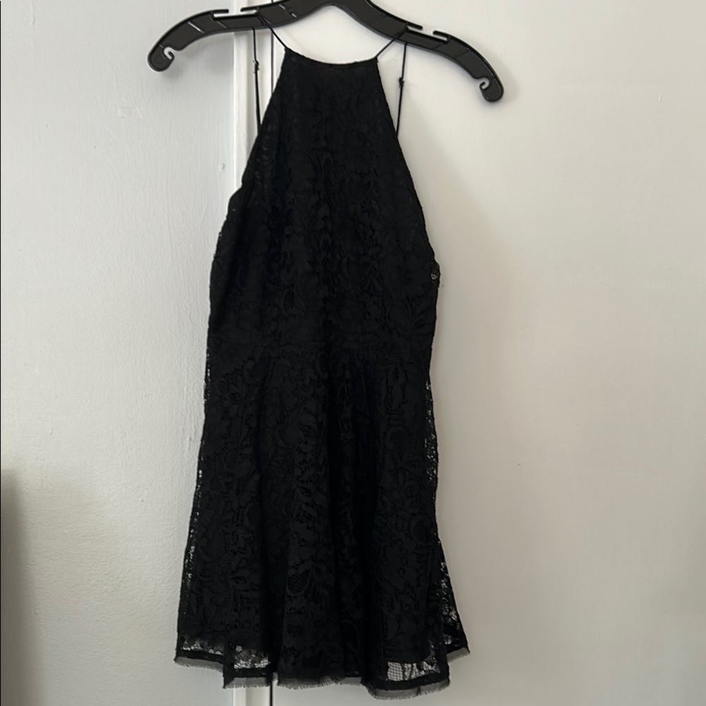Kimchi Blue Black Pleated Tiered Halter Dress